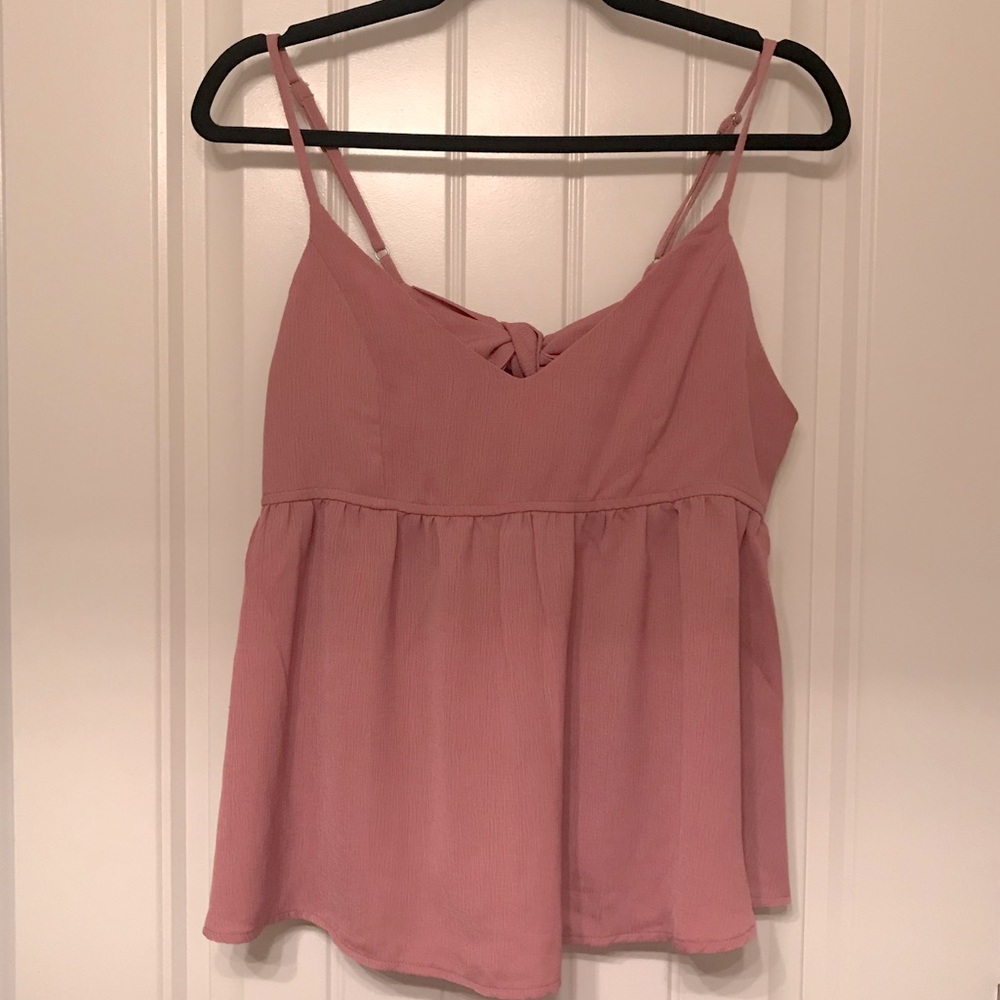 Flowy spaghetti strap tank top with open back